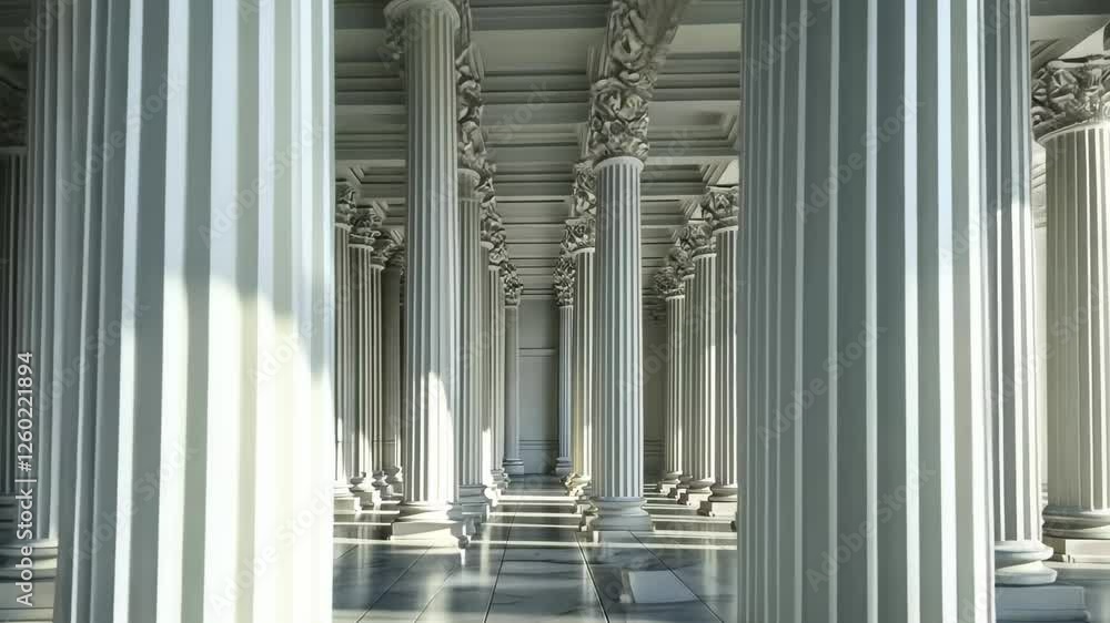 Poster the spacious hall showcases tall classical columns and elegant architectural details, enhanced by be