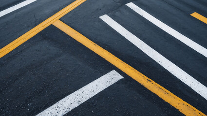Fototapeta premium Smooth Asphalt Road Texture with Clear White Line Marking the Path