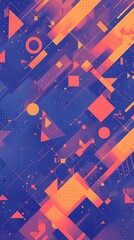 Abstract geometric shapes on blue backdrop for digital backgrounds