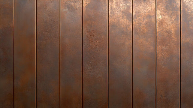 Rustic copper wall panels in warm tones.