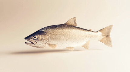 Obraz premium Freshwater fish displayed on a light background, showcasing its natural beauty and details of scales and fins. Generative AI