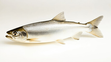 Fototapeta premium Freshwater fish displaying shimmering scales and distinctive features on a plain background. Generative AI