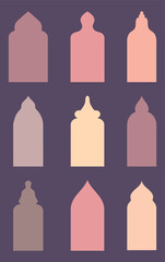 a simple islamic window set with pastel color for a design element