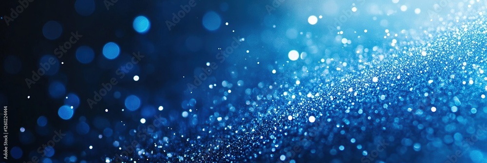 Poster blue glitter shimmers and sparkles: a captivating display of light and color, abstract bokeh backgro