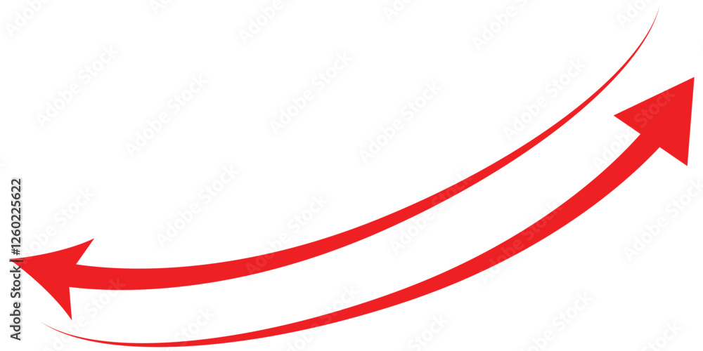 Poster red arrow icon vector. double arrow icon set . two side arrows icon vector. semicircular curved thin
