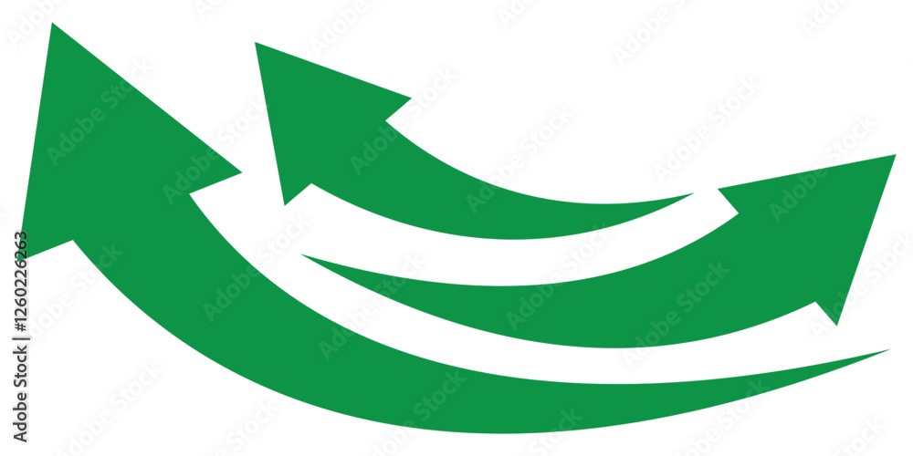 Poster curved arrow icons. curved arrows set. green up arrow. arrow illustration pointing up. counterclockw