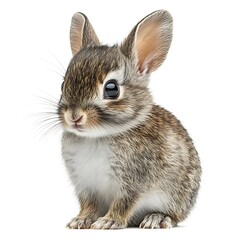 Obraz premium Cute baby bunny sitting, white background, pet animal image