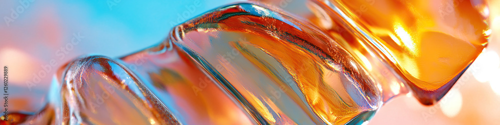 Poster abstract image of translucent ribbed object with orange and blue gradient