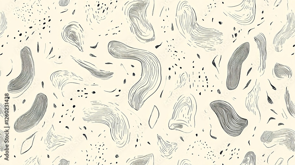 Poster abstract linear pattern with organic shapes and dots