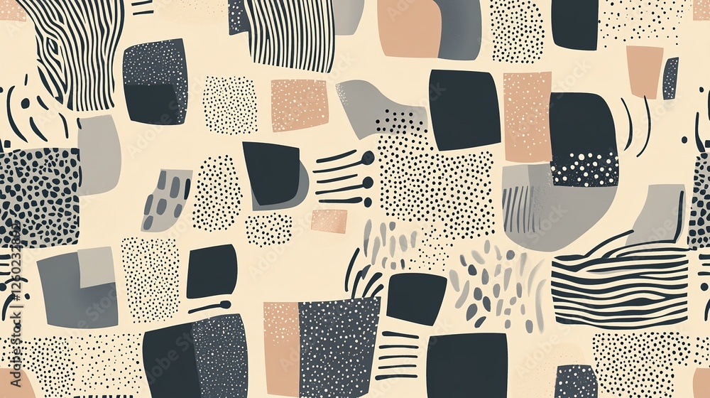 Poster abstract beige canvas featuring geometric shapes and patterns