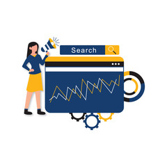 Adword campaign concept, Search marketing, PPC advertising banner. Flat cartoon design 
