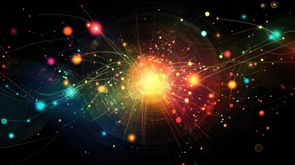 Fototapeta premium Colorful energy explosion, abstract background, technology concept, digital art