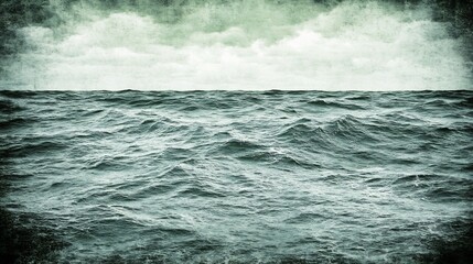 Fototapeta premium Moody teal ocean waves roll under stormy skies dramatic textured seascape. AI Generated