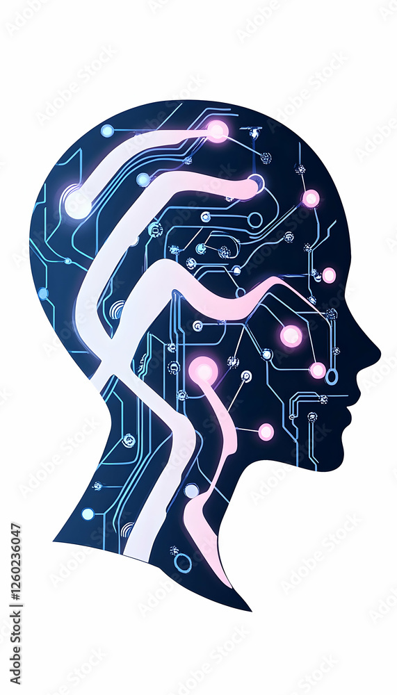 Poster brain circuit concept ai technology, machine learning, networking, and processing