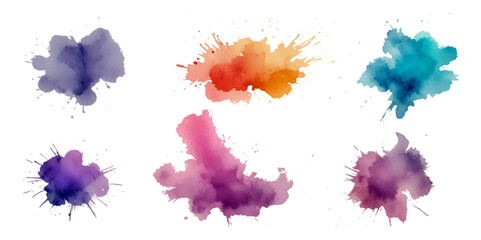 watercolor vector stains colors splash collection. Set of watercolor brush strokes