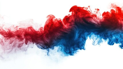 Fototapeta premium Abstract red blue smoke swirls, white background, design element (2)