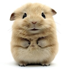 Fototapeta premium Fluffy guinea pig posing, white background, pet, adorable