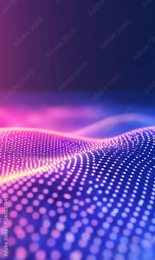 Poster abstract digital wave particles flowing in cyberspace, ideal for tech backgrounds