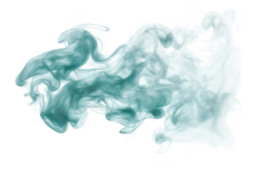 teal steam smoke swirling isolated on transparent white background