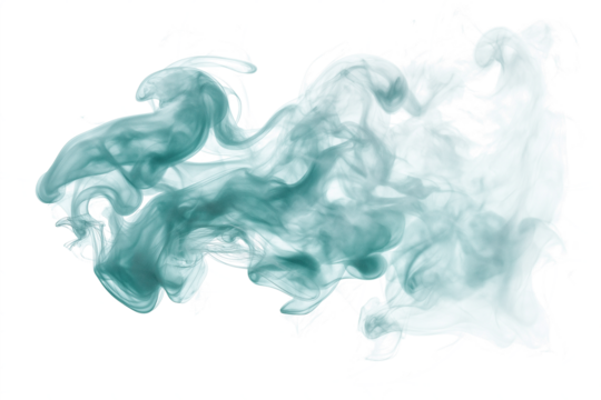 teal steam smoke swirling isolated on transparent white background