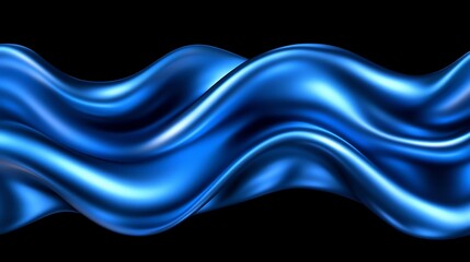 Fototapeta premium Abstract Blue Waves Flowing Smoothly Dark Background. AI Generated