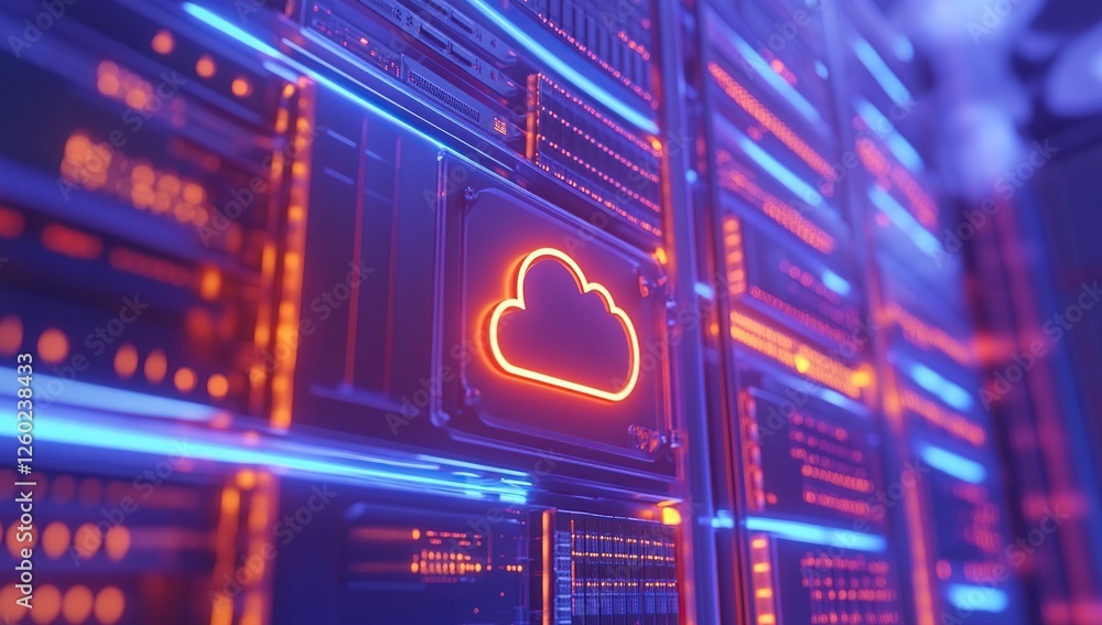 Aufkleber exploring cloud computing: servers, networks, and data storage in a digital world