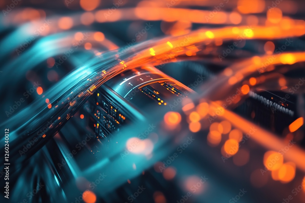 Poster exploring the network: fiber optics illuminate data transmission with vivid speed and efficiency in 