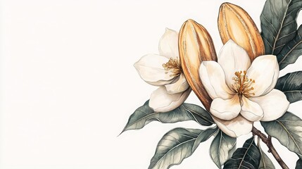 World Chocolate Day celebration Delicate magnolia flowers with soft petals.