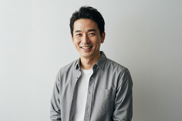 笑顔の中年男性、40代、ポートレート、ミドルエイジ