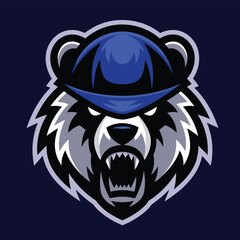 Bear Mascot with Hat – Stylish Esports & Team Logo- Bear Vector Illustration