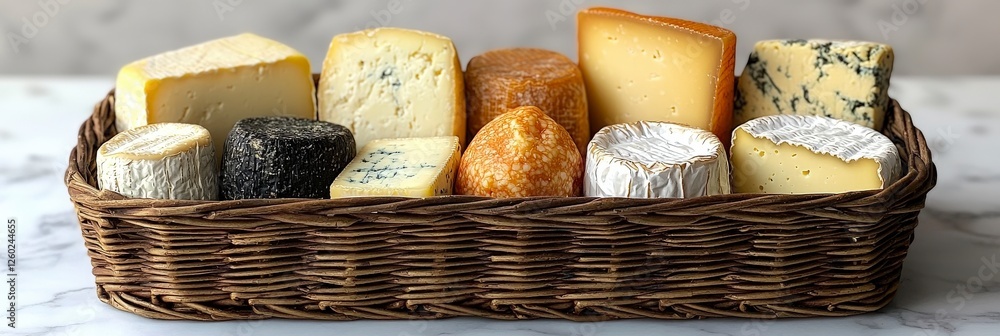 Aufkleber this image captures an artistic display of various cheeses, showcasing their unique textures and col