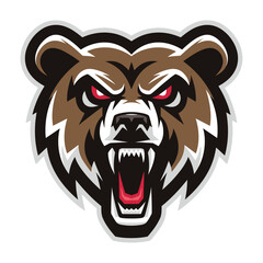 Aggressive Roaring Bear Logo – Fierce Wild Animal Mascot for Sports, Gaming, and Branding -Bear Vector Illustration