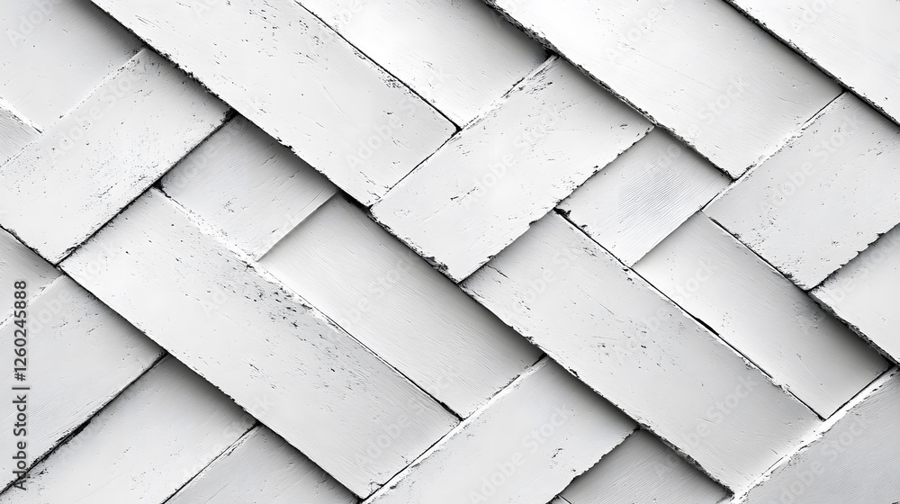 Poster a textured white surface featuring a woven pattern of interlaced tiles or planks, creating a visuall