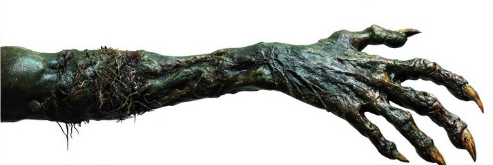 Monster Arm Isolated. A Creepy Green Undead Zombie Arm Element for Halloween