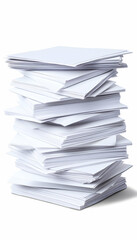 Tall stack of white paper on a surface. Could represent workload, documents