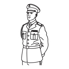 Army Officer in Uniform - Minimalist Digital Sketch of Army Figure - Soldier Vector - Army Officer Doodle - Military Illustration - Military Man Line Art
