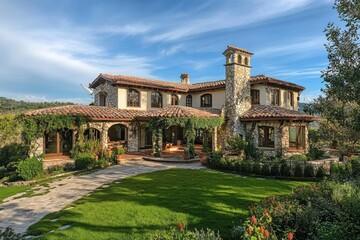 Obraz premium Mediterranean-style villa on a sunny day