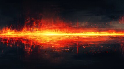 Fototapeta premium Fiery cityscape ablaze dramatic sunset light intense orange hues. AI Generated