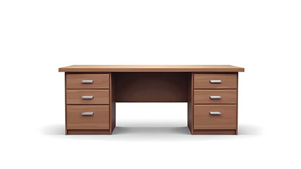 wooden office table with white background