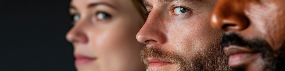 Profile Close-up of Three Individuals