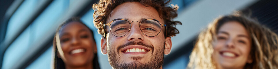 Portrait of Man with Two Women, Outdoor Setting