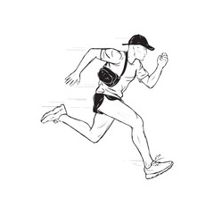 Running Man Silhouette - Dynamic Running Outline Sketch - Running Man Vector - Running Man Doodle - Running Illustration - Running Man Line Art
