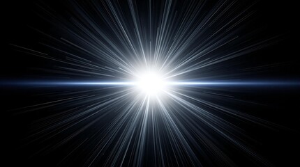 radiant light burst: a bright source with lens flares against a dark backdrop, creating a dramatic and mystical effect