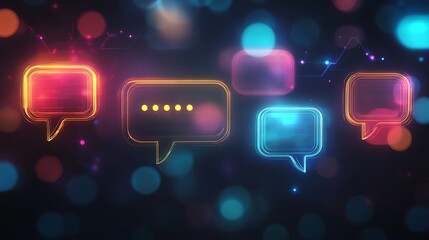 Business communication concept with glowing speech bubble icons