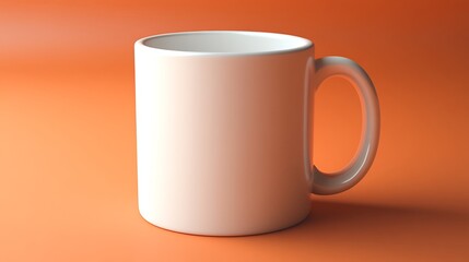 Obraz premium Clean white ceramic mug on a soft orange gradient background