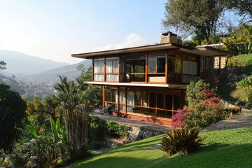 Modern hillside home with stunning views