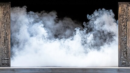 Ethereal Fog and Smoke Creating a Mystical Atmosphere on a Theatrical Stage Background