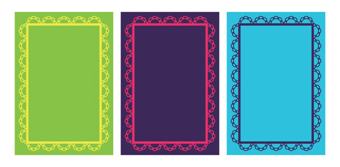 Collection of Mexican templates for invitations. Wedding, Cinco de Mayo, Fiesta, party, birthday. Mexican festival. Vector vertical banner with place for text.