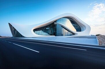 Car race track glass house background