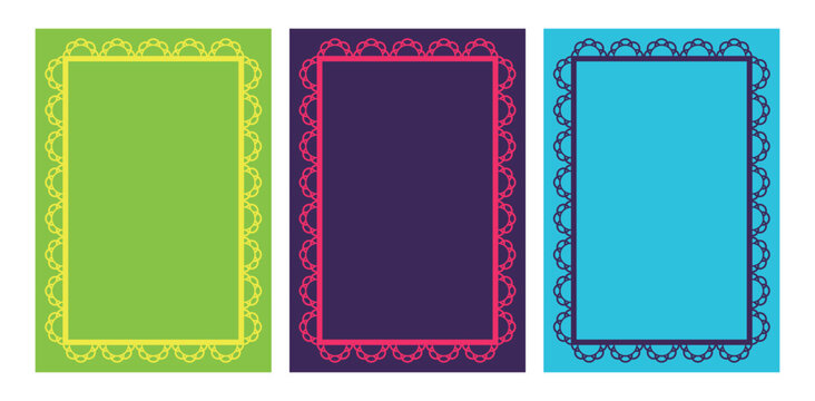 Collection of Mexican templates for invitations. Wedding, Cinco de Mayo, Fiesta, party, birthday. Mexican festival. Vector vertical banner with place for text.